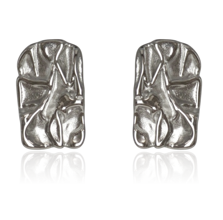 Kolczyki geometryczne fakturowane srebrne stalowe