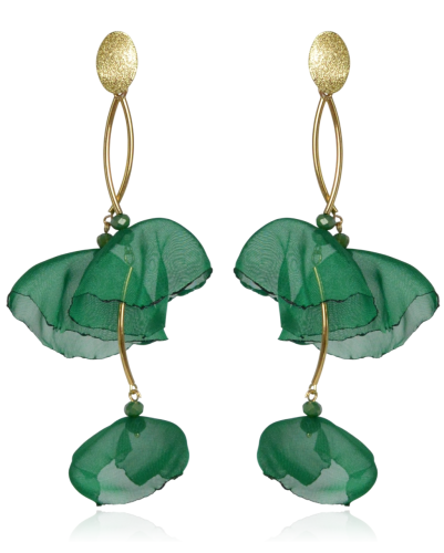 Kolczyki materiałowe na ozdobnym sztyfcie zielone