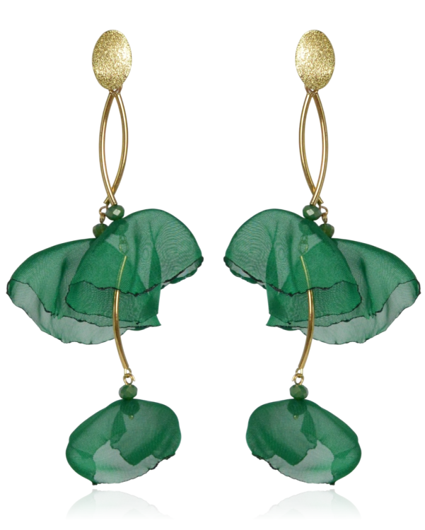 Kolczyki materiałowe na ozdobnym sztyfcie zielone