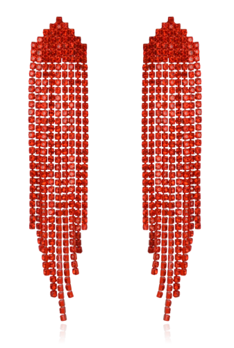 Kolczyki cyrkoniowe nitki czerwone kaskadowe
