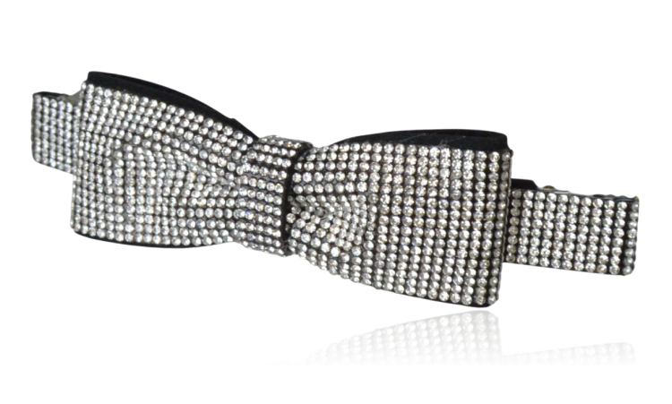 Spinka automatyczna kokarda dżetowa srebrna