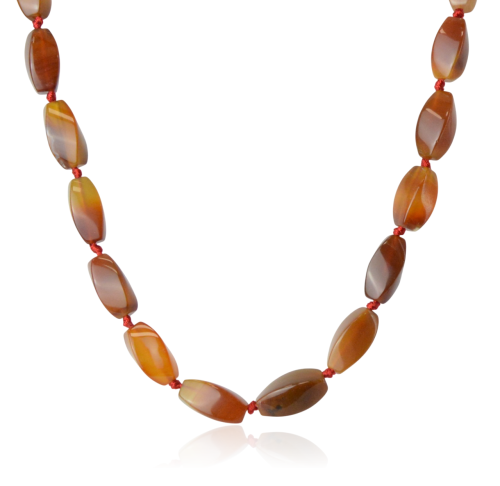 Naszyjnik z kamieni syntetycznych rudy-brąz