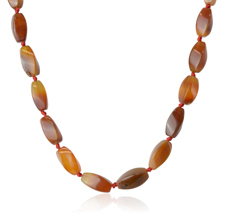 Naszyjnik z kamieni syntetycznych rudy-brąz