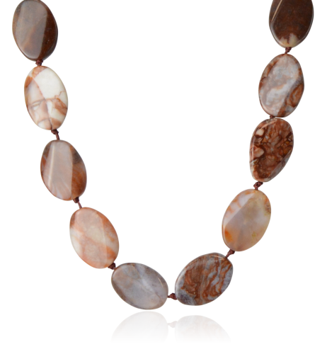 Naszyjnik z kamieni syntetycznych owalne pastylki