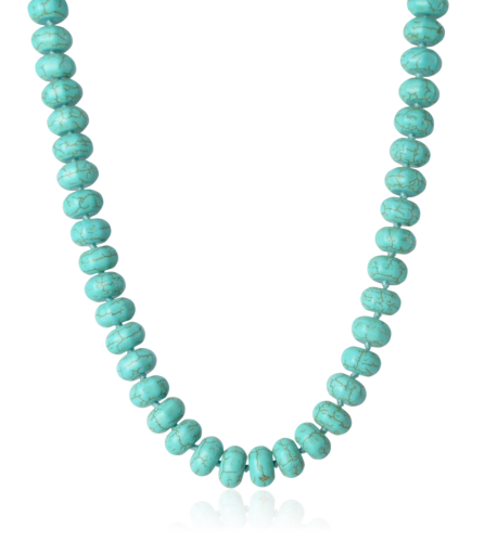 Naszyjnik korale beczułki imitujące turkus