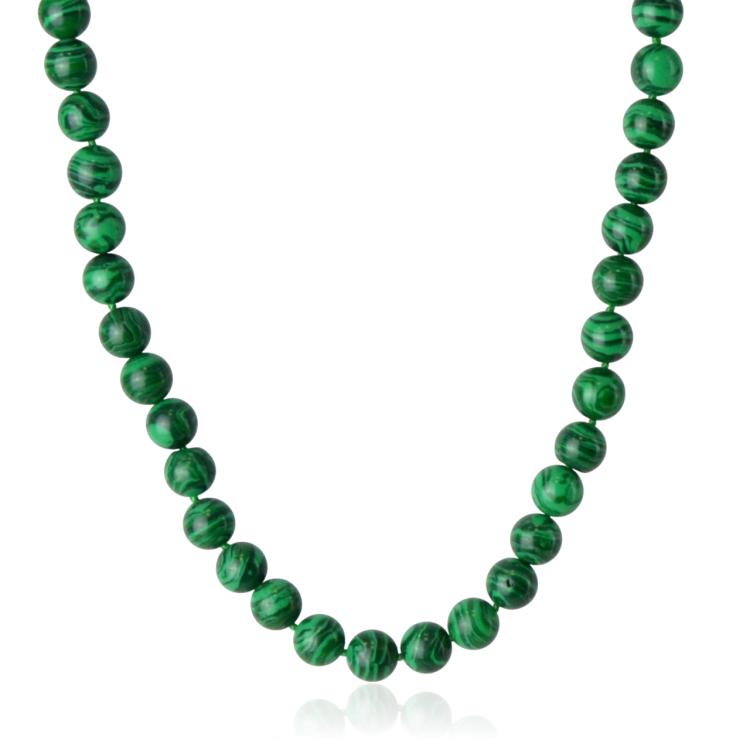 Naszyjnik korale kulki imitujące malachit