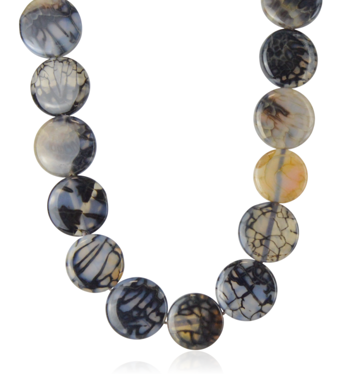 Naszyjnik korale monetki z agatu smoczego