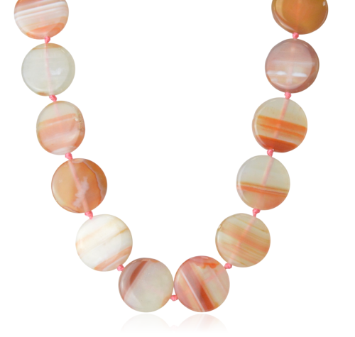 Naszyjnik korale monetki z agatu karneolowego