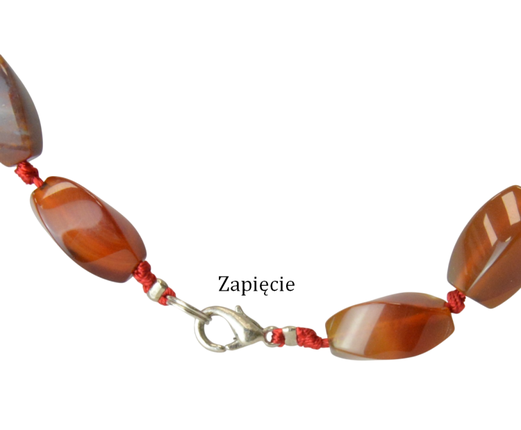 Naszyjnik z kamieni syntetycznych rudy-brąz - zapięcie