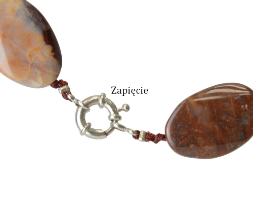 Naszyjnik z kamieni syntetycznych owalne pastylki - zapięcie