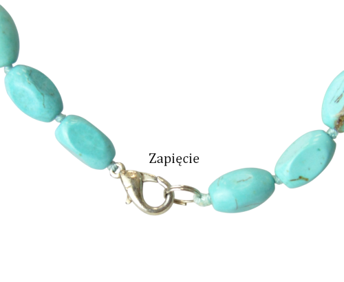 Naszyjnik korale nieregularne imitujące turkus - zapięcie