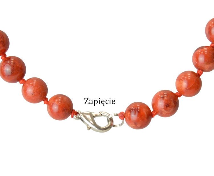 Naszyjnik korale kulki imitacja kamienia rudy - zapięcie