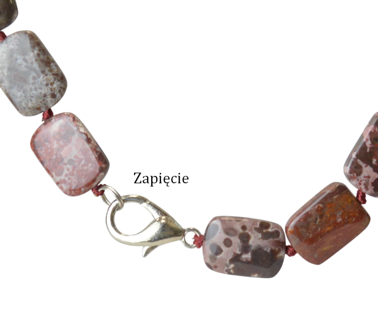 Naszyjnik prostokątne pastylki imitacja jaspisu - zapięcie