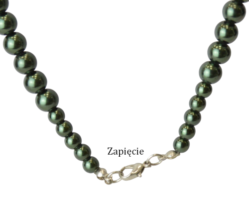 Naszyjnik z imitacji pereł ciemnozielony stopniowany - zapięcie