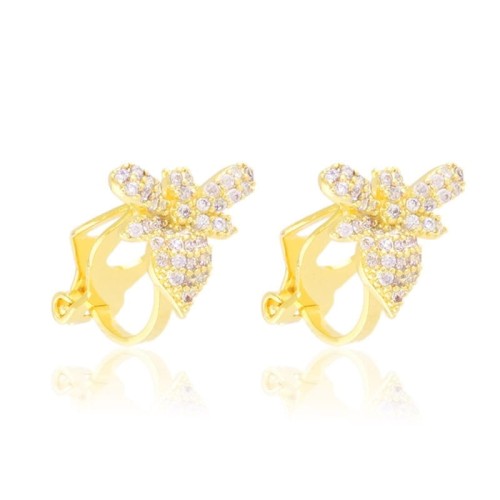 Klipsy stalowe owady z cyrkonii złote