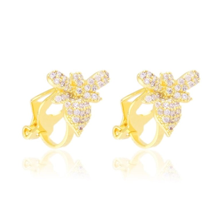 Klipsy stalowe owady z cyrkonii złote