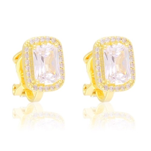 Klipsy stalowe delikatne prostokątne markizy z cyrkonii