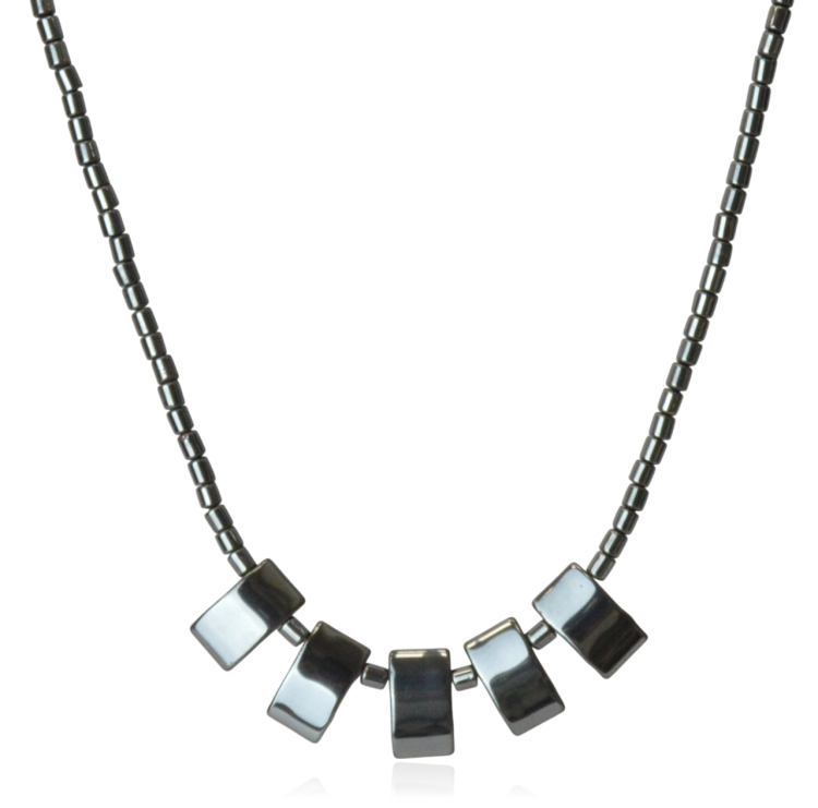 Naszyjnik z hematytu grafitowy