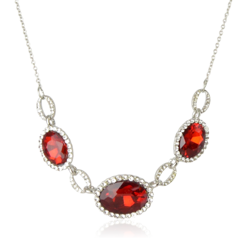 Naszyjnik z owalnymi czerwonymi kryształami