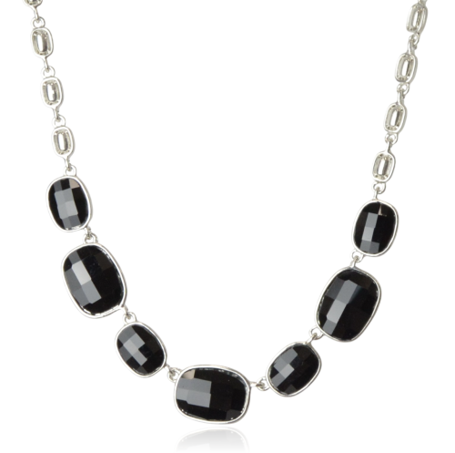 Naszyjnik srebrna kolia z czarnymi kryształami