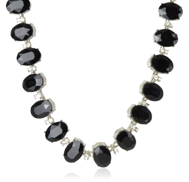 Naszyjnik kolia z czarnych owalnych kryształów