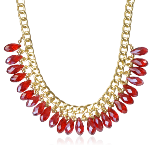 Naszyjnik kolia z czerwonymi kryształkami fasetowanymi