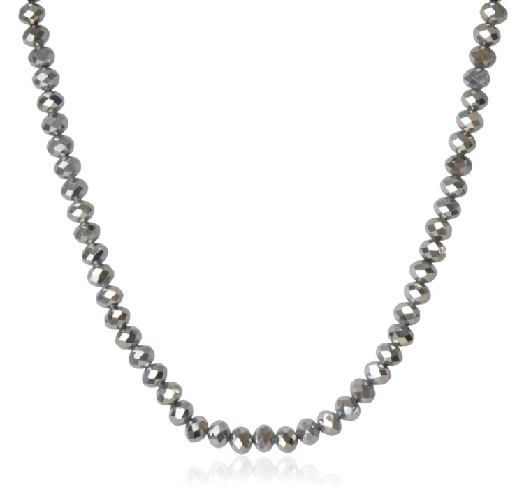 Naszyjnik I-rzędowy z kryształków fasetowanych srebrny