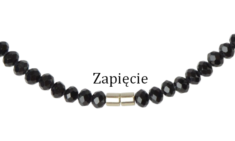 Naszyjnik I-rzędowy z kryształków fasetowanych czarny - zapięcie