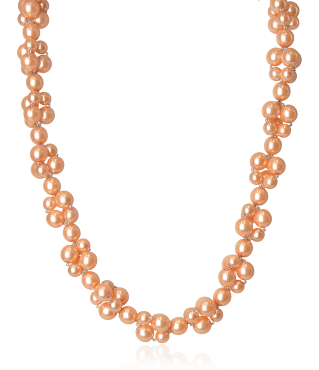Naszyjnik korale jarzębinka łososiowa perłowa
