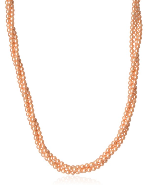 Naszyjnik skręcany perłowy łososiowy