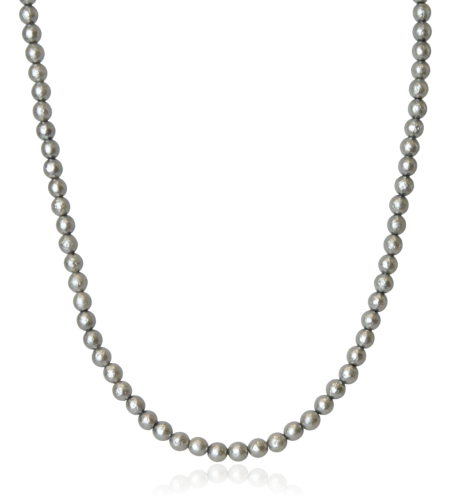 Naszyjnik perłowy z teksturą pojedynczy szary 60 cm