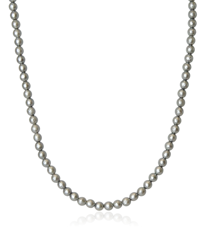 Naszyjnik perłowy z teksturą pojedynczy szary 60 cm