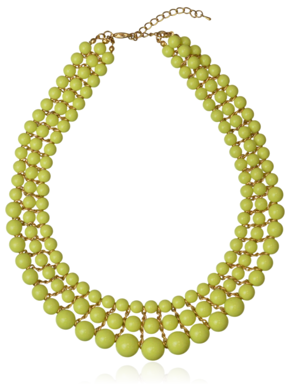 Naszyjnik kolia kołnierzyk z limonkowych kulek