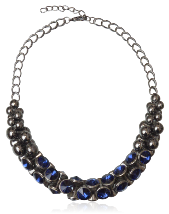 Naszyjnik kolia kulki z granatowymi cyrkoniami