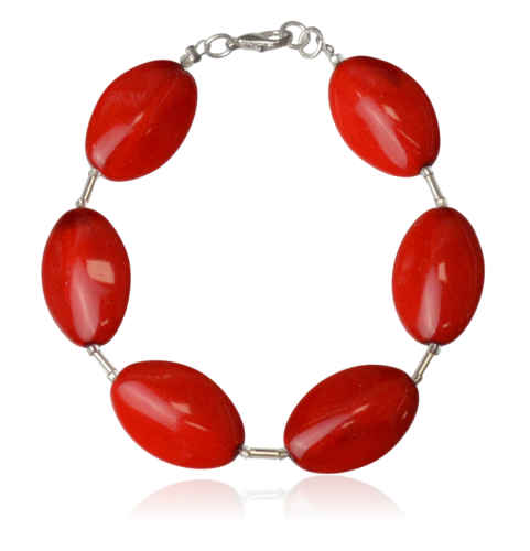 Bransoletka z koralików pestek czerwona