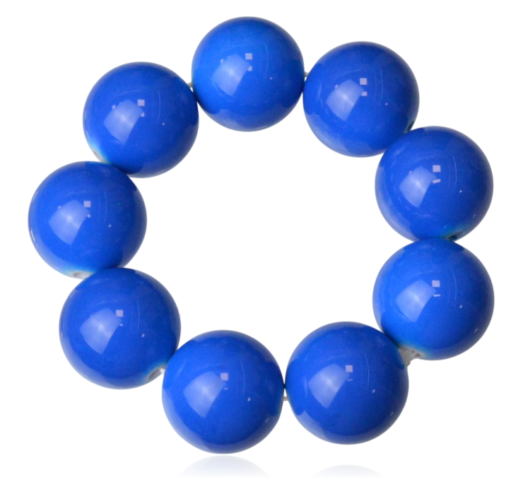 Bransoletka niebieska z dużych korali kulek ceramicznych