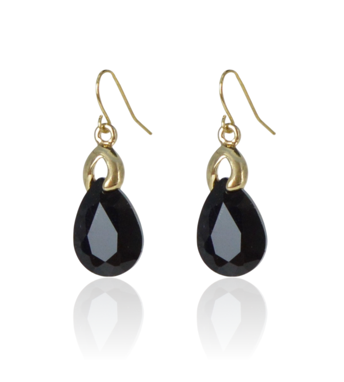 Kolczyki lekko wiszące łezki czarno-złote