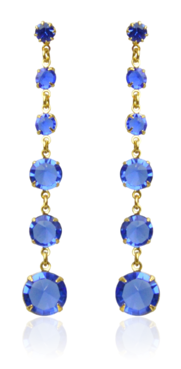 Kolczyki z kryształków Strass stopniowane szafirowe