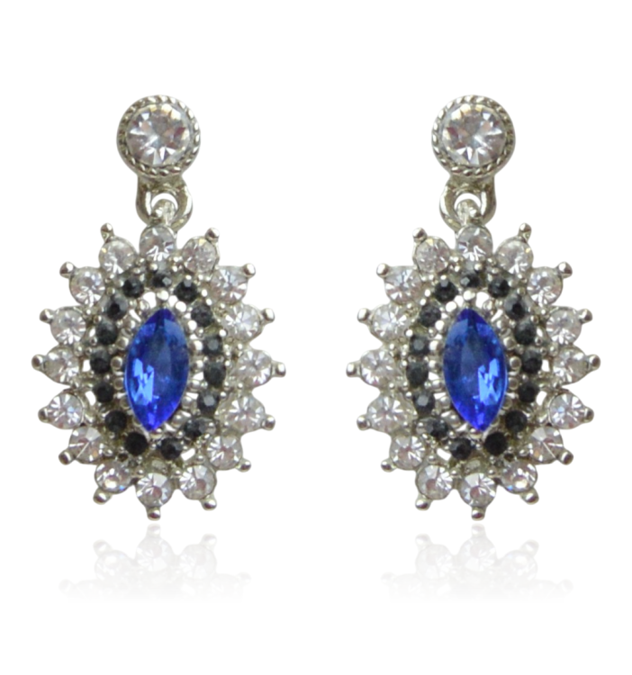 Lekko wiszące kolczyki z szafirowym oczkiem