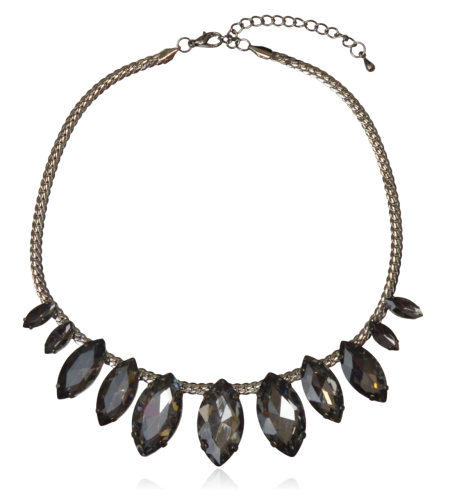 Naszyjnik kolia z szarymi kryształami