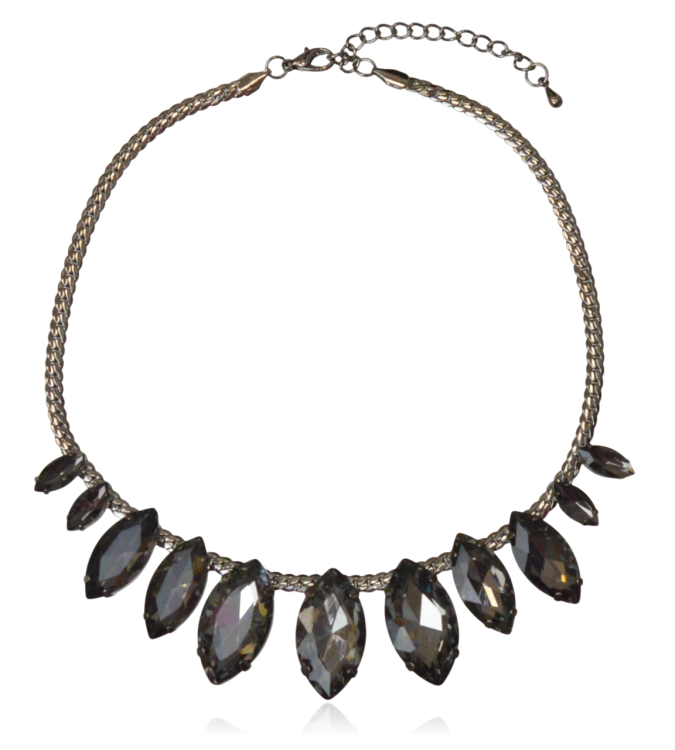 Naszyjnik kolia z szarymi kryształami