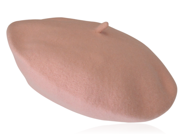 Beret damski z wełną jasny róż