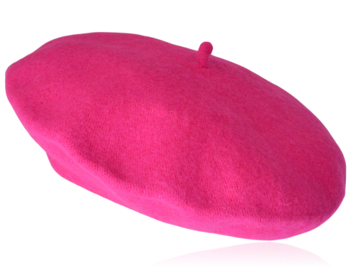 Beret damski z wełną fuksja