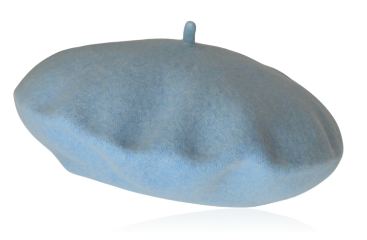 Beret damski z wełną błękitny