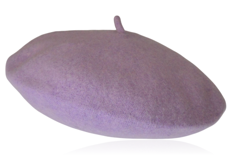 Beret damski z wełną lila