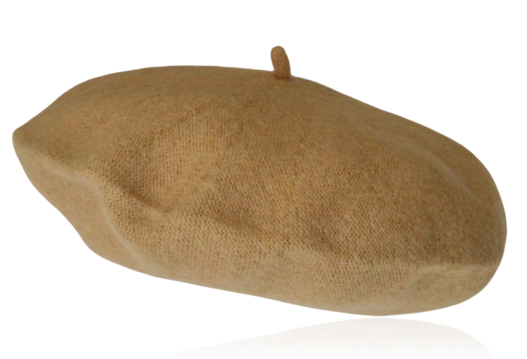 Beret damski z wełną camel
