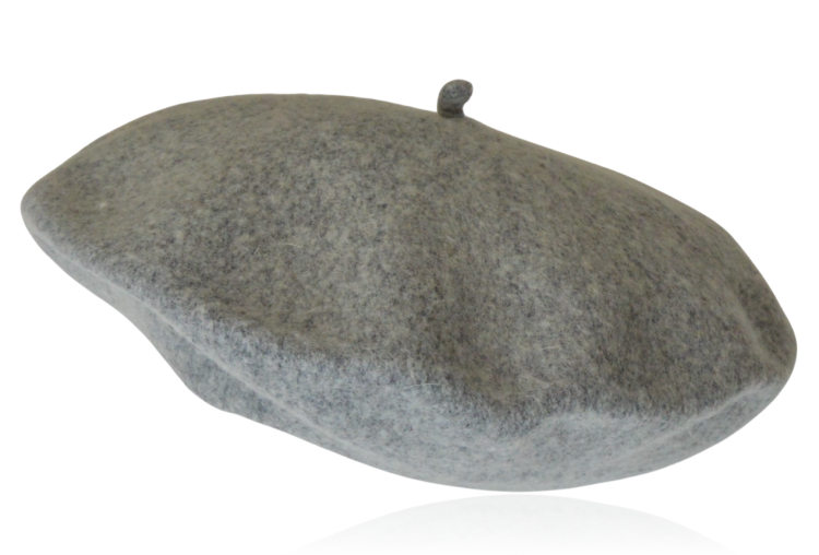 Beret damski z wełną szary melanż