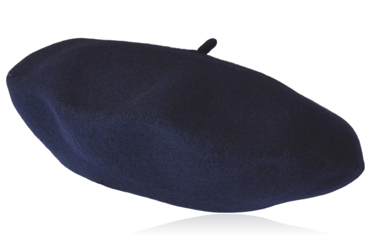Beret damski z wełną granatowy