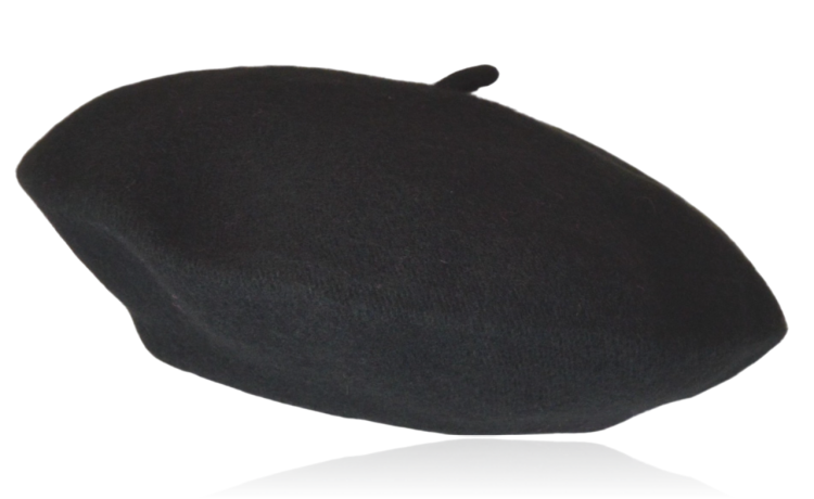 Beret damski z wełną czarny