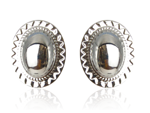Klipsy owalne z etnicznym wzorem srebrne
